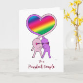 Carte Lesbienne Purrfect Couple Anniversaire Rainbow Cat (Fleur jaune)