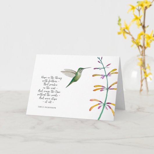 Carte "L'espoir est" Colibri (Fleur jaune)
