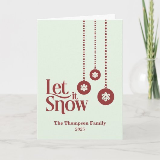 Carte "Let it Snow" Noël vert clair (Devant)