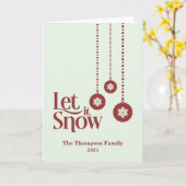 Carte "Let it Snow" Noël vert clair (Fleur jaune)
