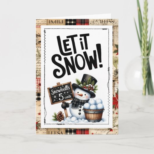 Carte Let It Snow Snowman Christmas (Devant)