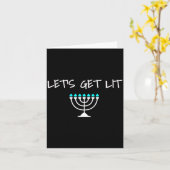 Carte Let S Get Lit Jewish Hanukkah Menorah Chanukkah (Fleur jaune)