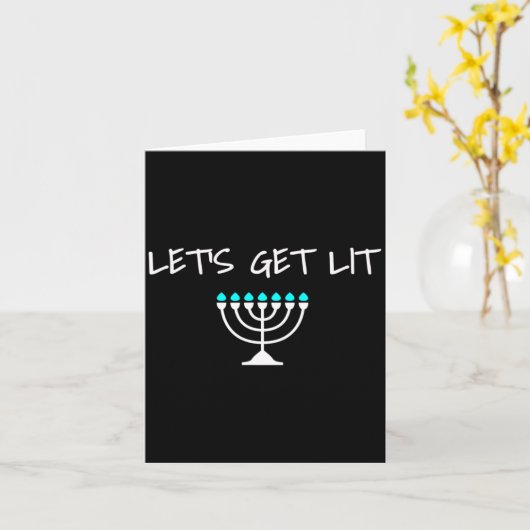 Carte Let S Get Lit Jewish Hanukkah Menorah Chanukkah (Fleur jaune)