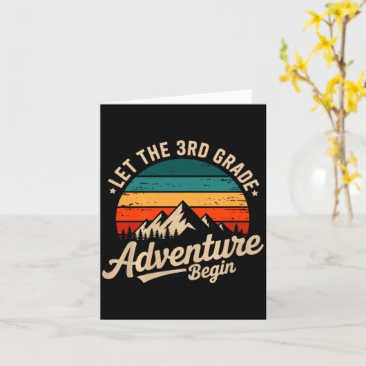 Carte Let The 3rd Grade Adventure Begin Retro First Day (Fleur jaune)