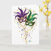 Carte Let the Good Times Roll Mardi Gras Masks (Fleur jaune)