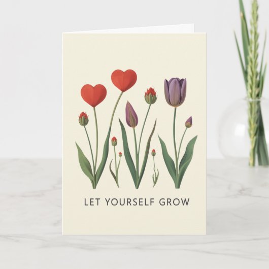 Carte Let Yourself Grow Floral Heart Tulips Art (Devant)