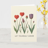 Carte Let Yourself Grow Floral Heart Tulips Art (Fleur jaune)