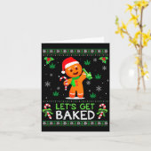 Carte Lets Get Baked Ugly Sweater Weed Christmas Xmas (Fleur jaune)