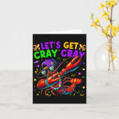 Carte Let's Get Cray Cray Mardi Gras Dabbing Crawfish Bo (Fleur jaune)