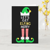 Carte Lets Get Elfing Merry Funny Elf Christmas Card (Fleur jaune)