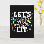 Carte Let's Get Lit Drinking Santa Hat Christmas Lights (Fleur jaune)