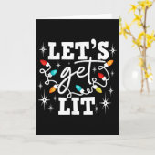Carte Let's Get Lit Drinking Santa Hat Christmas Lights (Fleur jaune)