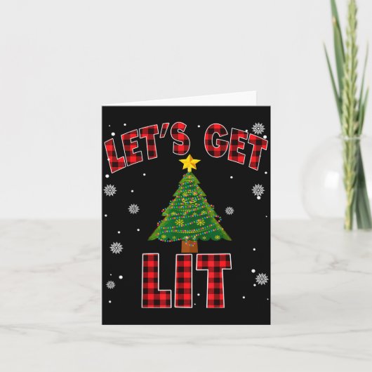 Carte Let's Get Lit Red Buffalo Plaid Christmas Pajama D (Devant)