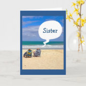 CARTE LET'S HIT THE BEACH FOR YOUR BIRTHDAY "SISTER" (Fleur jaune)