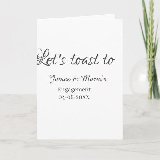 Carte Let's toast to engagement party name date elegant (Devant)