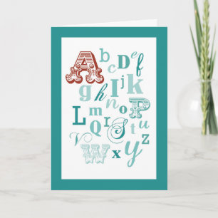 Carte Lettre A Nom Initial Alphabet Anniversaire Turquoi