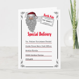 Carte Lettre à Père Noël Pôle Nord photo pour enfants