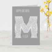 Carte Lettre argentée M (Fleur jaune)