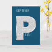 CARTE LETTRE BLEUE ARGENT P (Fleur jaune)