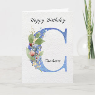 Carte Lettre C Anniversaire Nom Personnalisé Son Bleu Mo