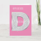 Carte Lettre D argent rose (Devant)