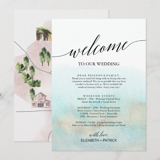 Carte Lettre d'accueil Aqua and Gold Beach Itinéraire &  (Devant / Derrière)