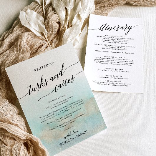 Carte Lettre d'accueil Itinéraire Aqua Gold Turks Caicos