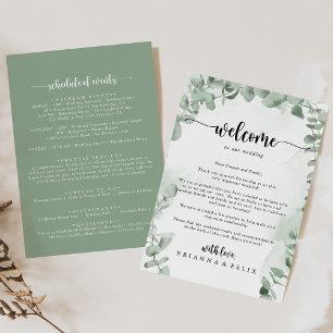 Carte LETTRE D'ACCUEIL Mariage Classique Eucalyptus Foli
