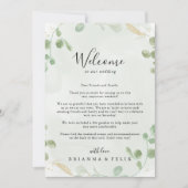 Carte LETTRE D'ACCUEIL Mariage D'OR CONFetti Eucalyptus (Devant)