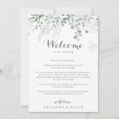 Carte LETTRE D'ACCUEIL Mariage Éucalyptus Minimaliste (Devant)