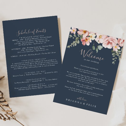 Carte LETTRE D'ACCUEIL Mariage Floral Jardin Eucalyptus