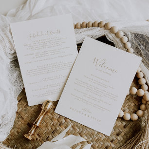 Carte LETTRE D'ACCUEIL Mariage Minimaliste Or Simple