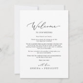 Carte Lettre d'accueil Mariage noir délicate & Itinérair (Devant)