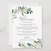 Carte LETTRE D'ACCUEIL Mariage Olive Moderne & Itinérair (Devant)
