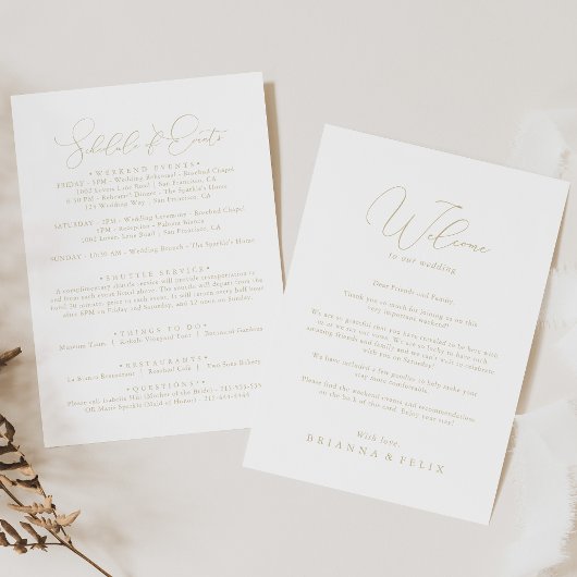 Carte LETTRE D'ACCUEIL MINI-CHIC Gold Classy Mariage
