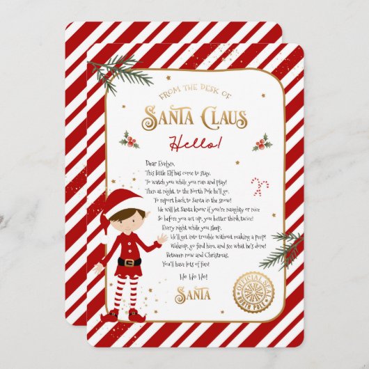 Carte Lettre d'accueil pour les elfes (Devant / Derrière)