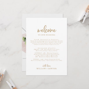 Carte Lettre d'accueil Rustic Gold Script Itinéraire & C