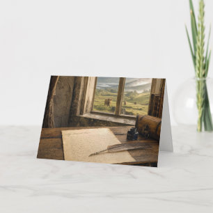 Carte Lettre d'amour d'anniversaire avec plume d'oie