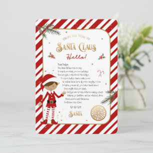 Carte Lettre de bienvenue à l'arrivée de l'elfe pour la 