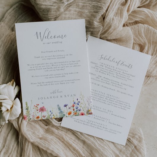 Carte Lettre de bienvenue de mariage botanique de prairi