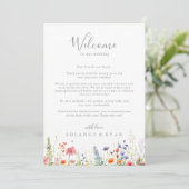 Carte Lettre de bienvenue de mariage botanique de prairi (Debout devant)