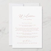 Carte Lettre de bienvenue de Mariage rose Gold Idyllic (Devant)