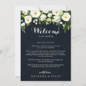 Carte Lettre de bienvenue de Mariage vert blanc floral b (Devant)