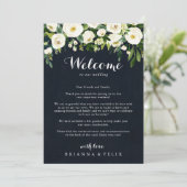 Carte Lettre de bienvenue de Mariage vert blanc floral b (Debout devant)