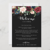 Carte Lettre de bienvenue du Mariage botanique noir rust (Devant)