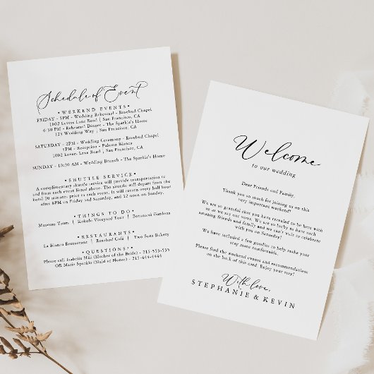 Carte Lettre de bienvenue du Mariage de calligraphie sty