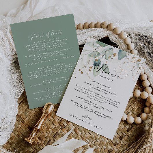 Carte Lettre de bienvenue du Mariage de l'Eucalyptus d'o