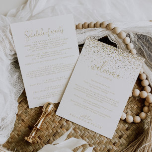 Carte Lettre de bienvenue du Mariage de script Gold Conf