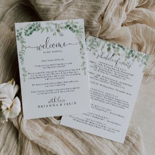 Carte Lettre de bienvenue du Mariage Eucalyptus Vert