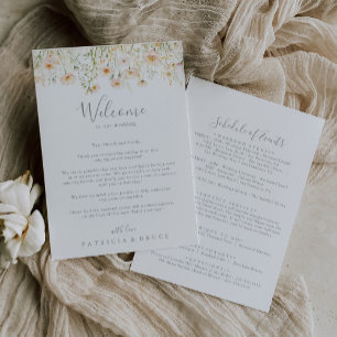 Carte Lettre de bienvenue du Mariage Fleur sauvage Blush